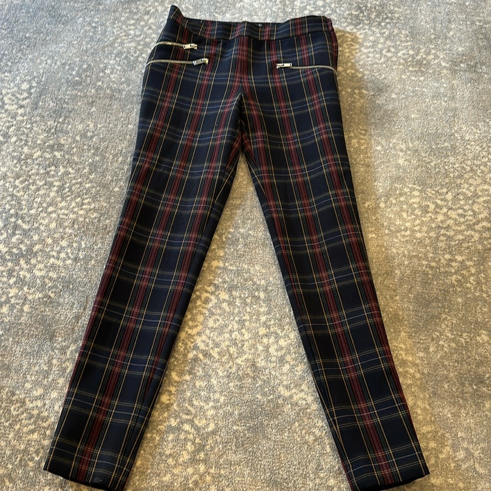 ZARA WOMAN 3 FRONT ZIPPER STRETCH PANT SIZE S